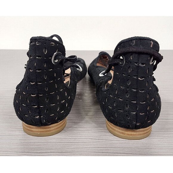 Halogen Nella Ghillie Flat, Black Perforated Leather, Womens Various Sizes - Picture 5 of 8